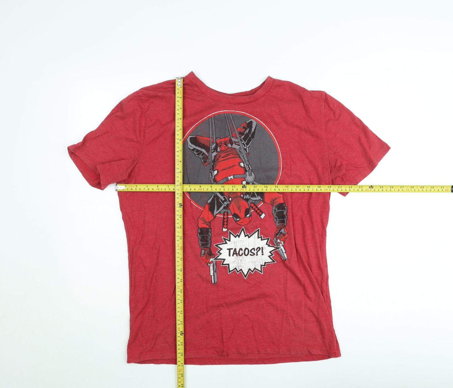 Marvel Men’s Red Deadpool Comic Graphic Short Sleeve T-Shirt Size L