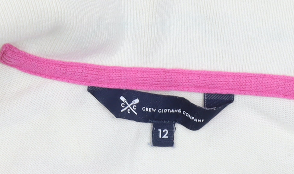 Crew Clothing Company Women’s Ivory Pink Striped Cotton V-Neck Jumper Size 12