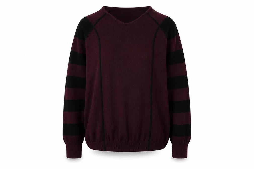 Sandwich Women's Burgundy & Black Striped Pullover Jumper Size S