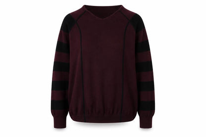 Sandwich Women's Burgundy & Black Striped Pullover Jumper Size S