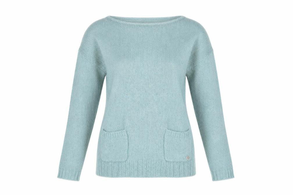 White Stuff Women's Blue Wool Knit Jumper UK 8 Boat Neck Long Sleeve