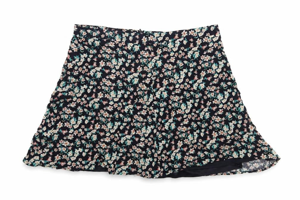 Bershka Womens Blue Floral Short A-Line Skirt Size L