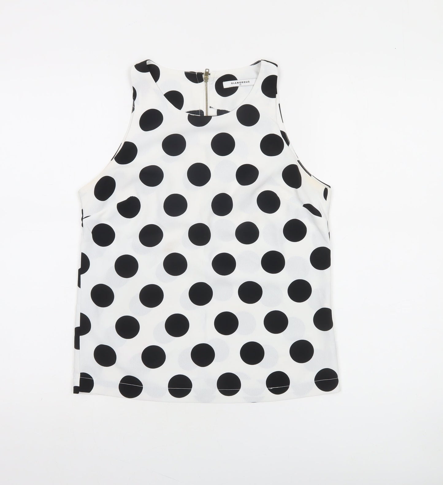 Glamorous Women's White Polka Dot Sleeveless Tank Top XS