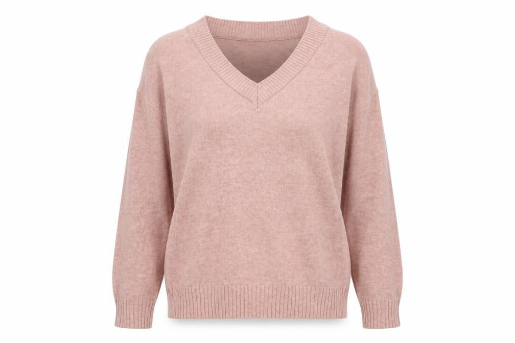 Vila Women’s Pink V-Neck Knit Jumper Size S Long Sleeve Pullover