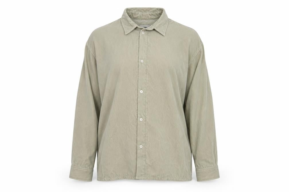 Weekday Women Beige Button-Up Long Sleeve Shirt Size M