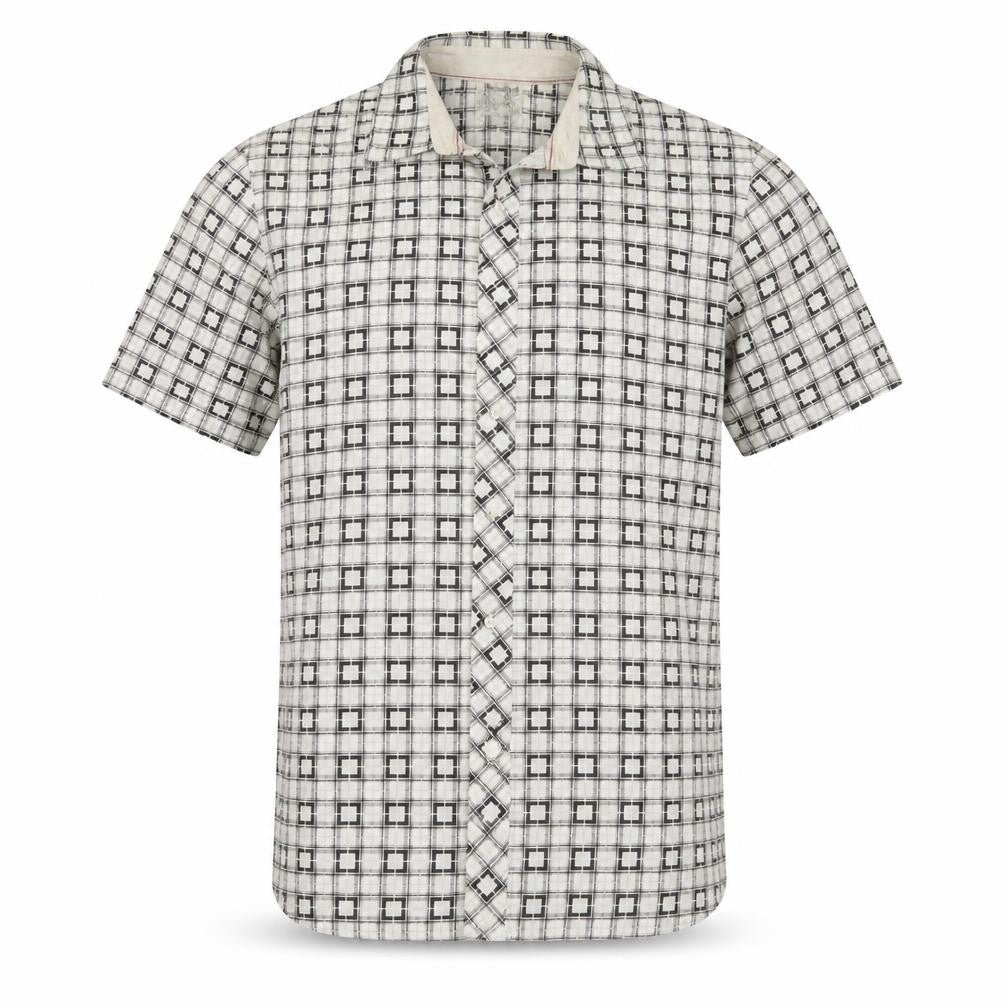 Timberland Men's White Checked Short Sleeve Button-Up Shirt M