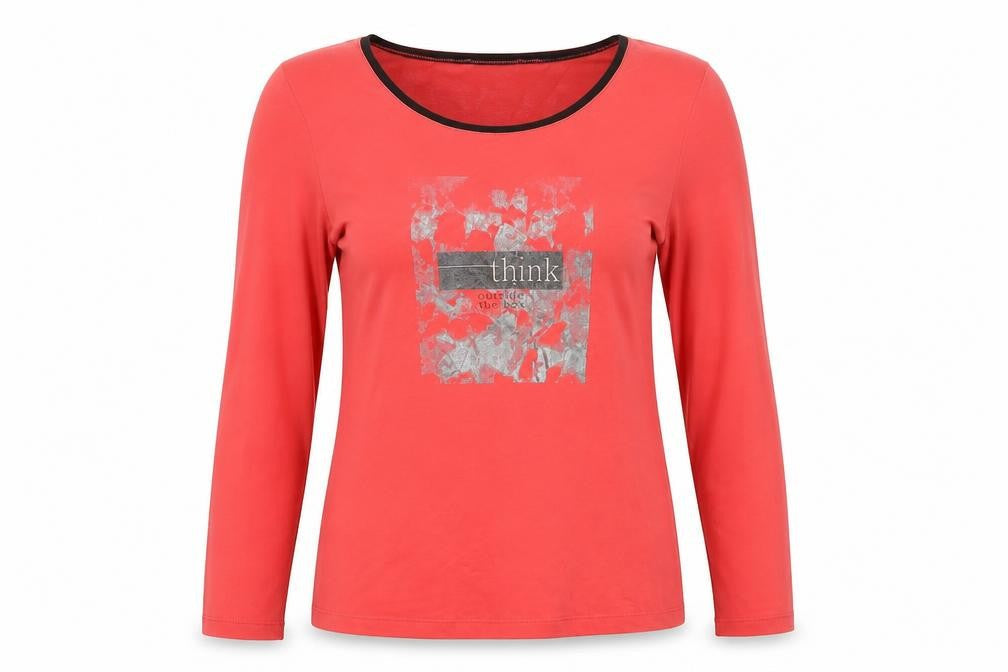 Miss Captain Trend Women's Red Long Sleeve Scoop Neck T-Shirt M