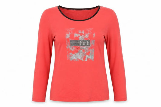 Miss Captain Trend Women's Red Long Sleeve Scoop Neck T-Shirt M