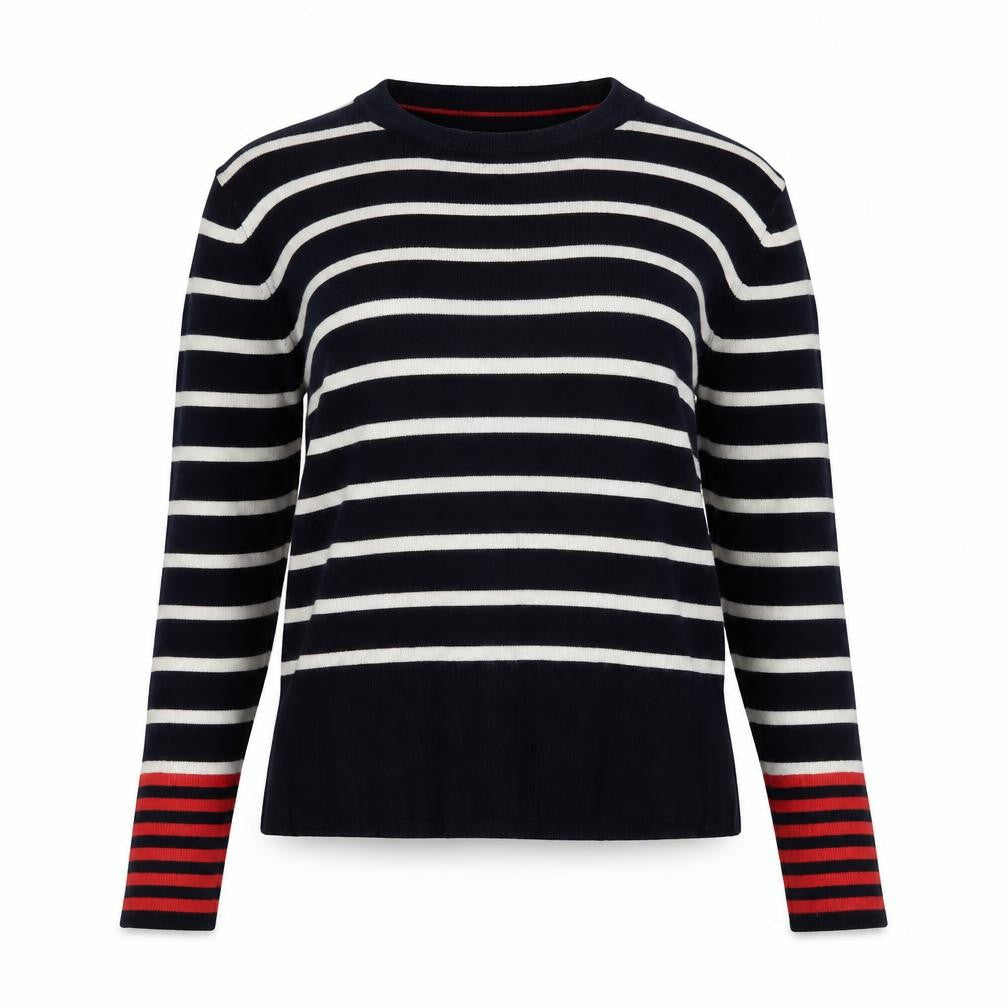 Warehouse Women’s Blue Striped Crew Neck Long Sleeve Pullover Jumper Size 12