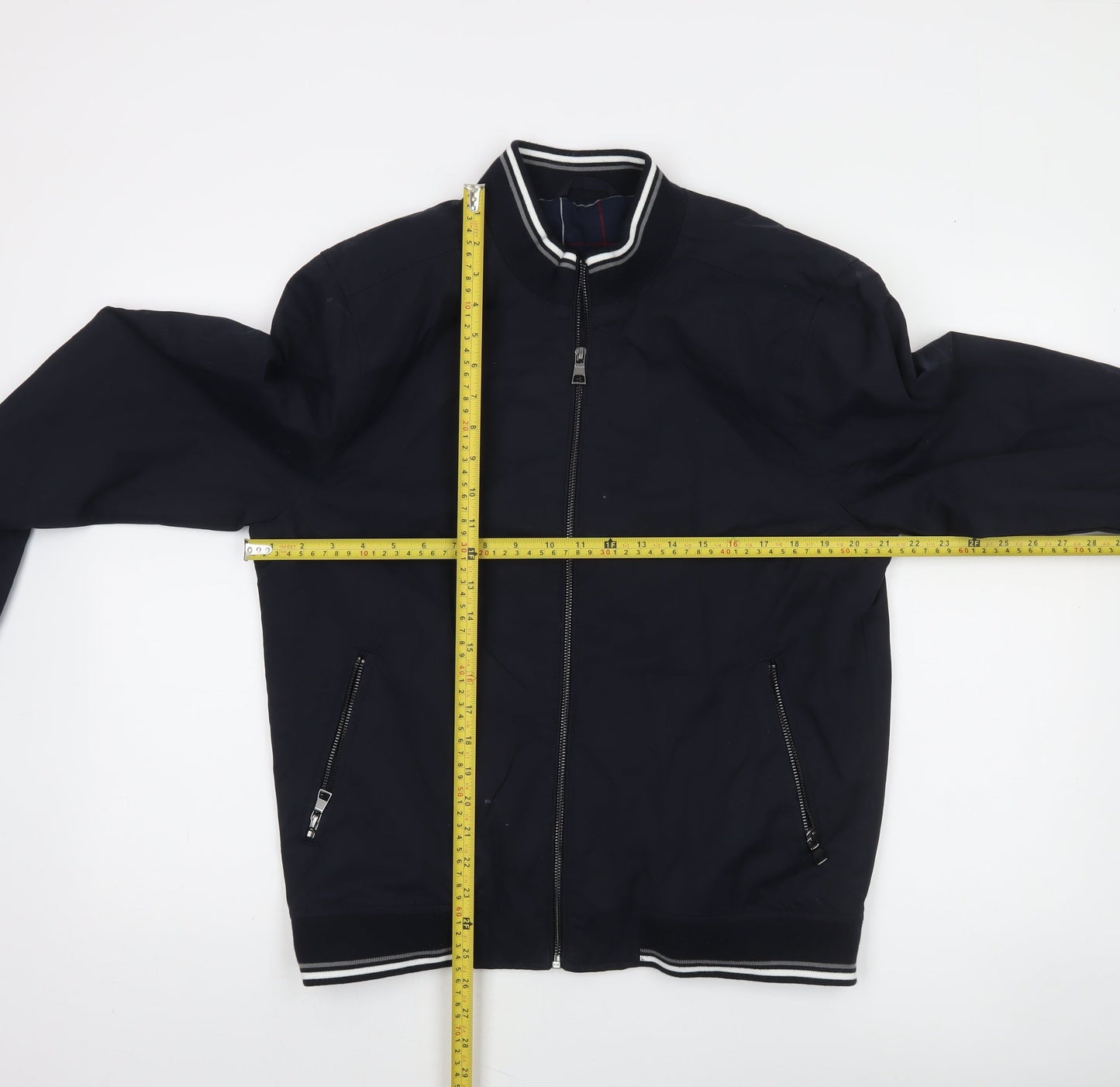 Next Mens Blue Bomber Jacket M Regular Cotton Nylon Zip Up