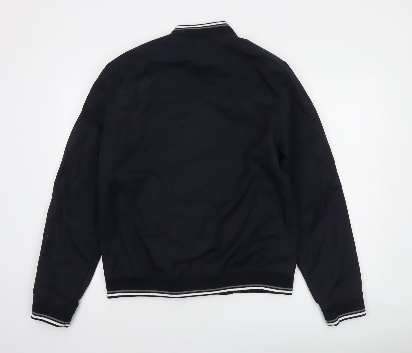 Next Mens Blue Bomber Jacket M Regular Cotton Nylon Zip Up