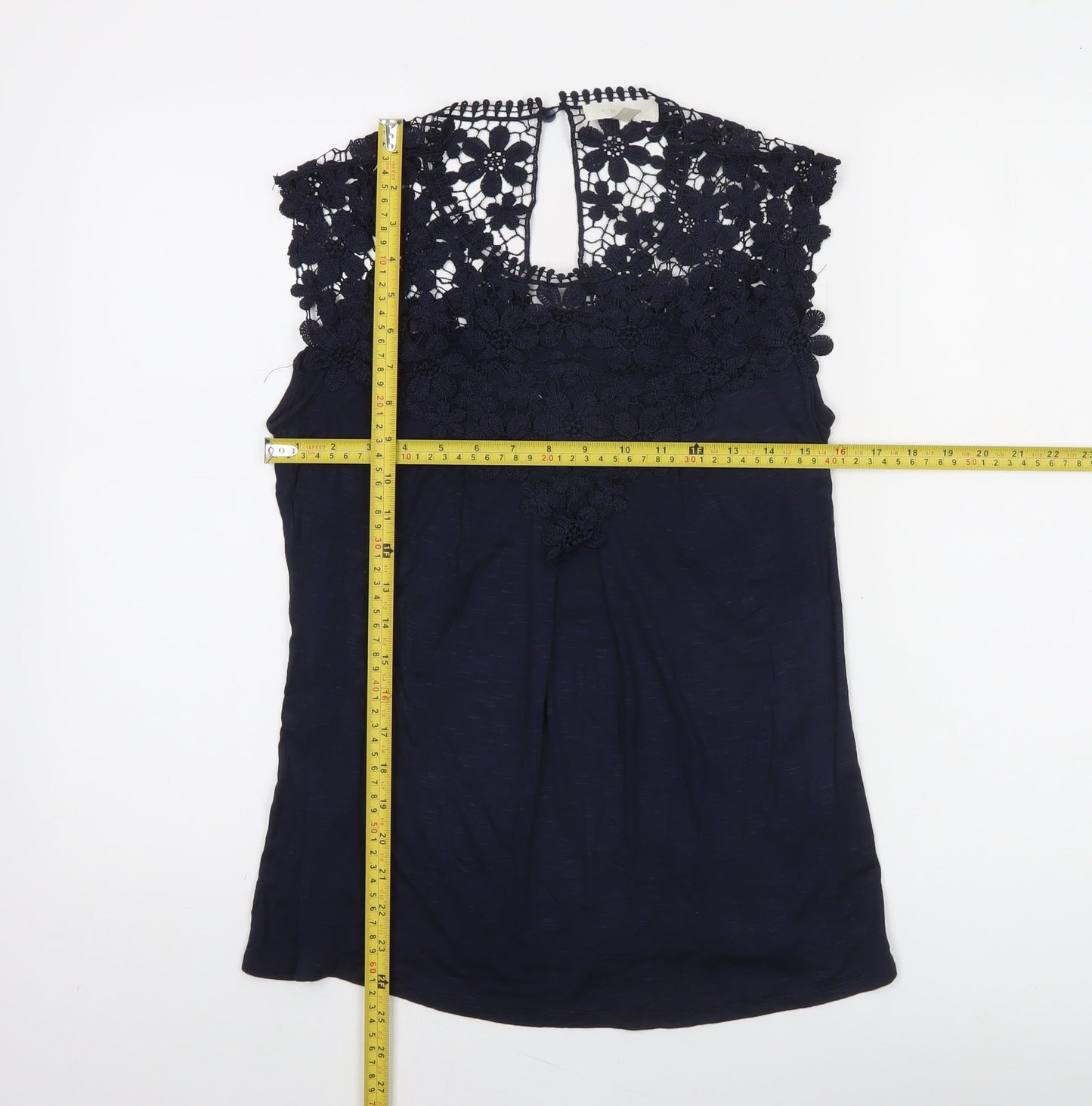 ADIVA Women’s Blue Lace Crochet Sleeveless Blouse Size S