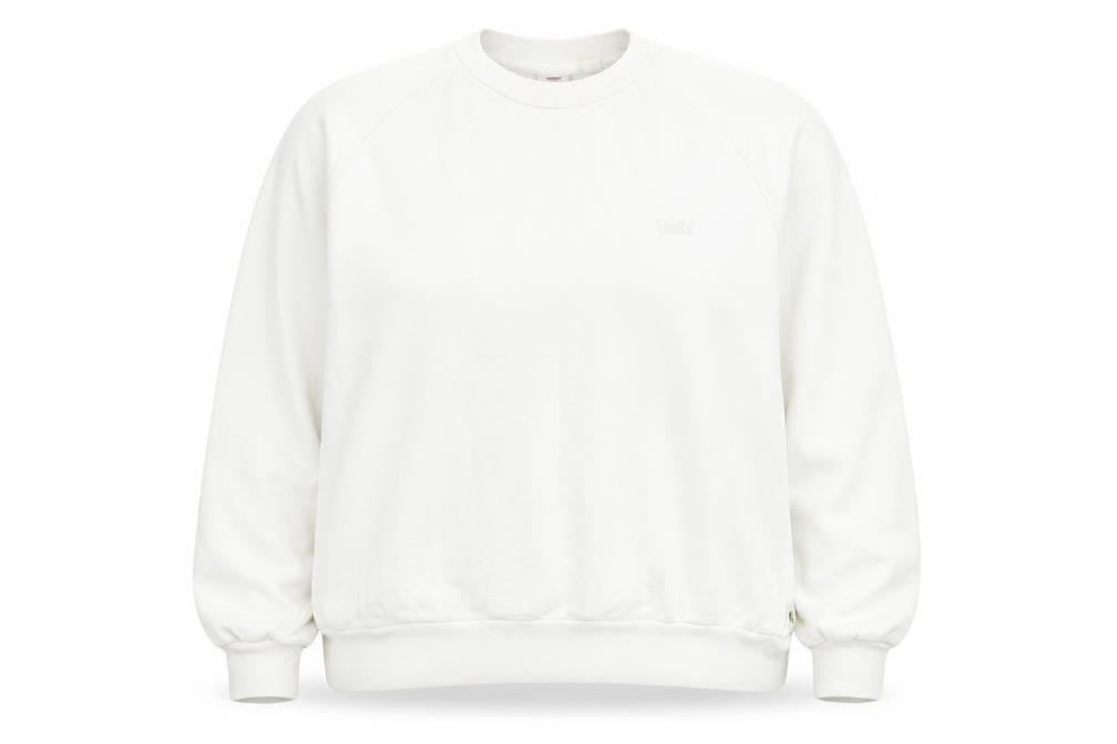 Levi's Womens White Cotton Crew Neck Long Sleeve Pullover Sweatshirt L