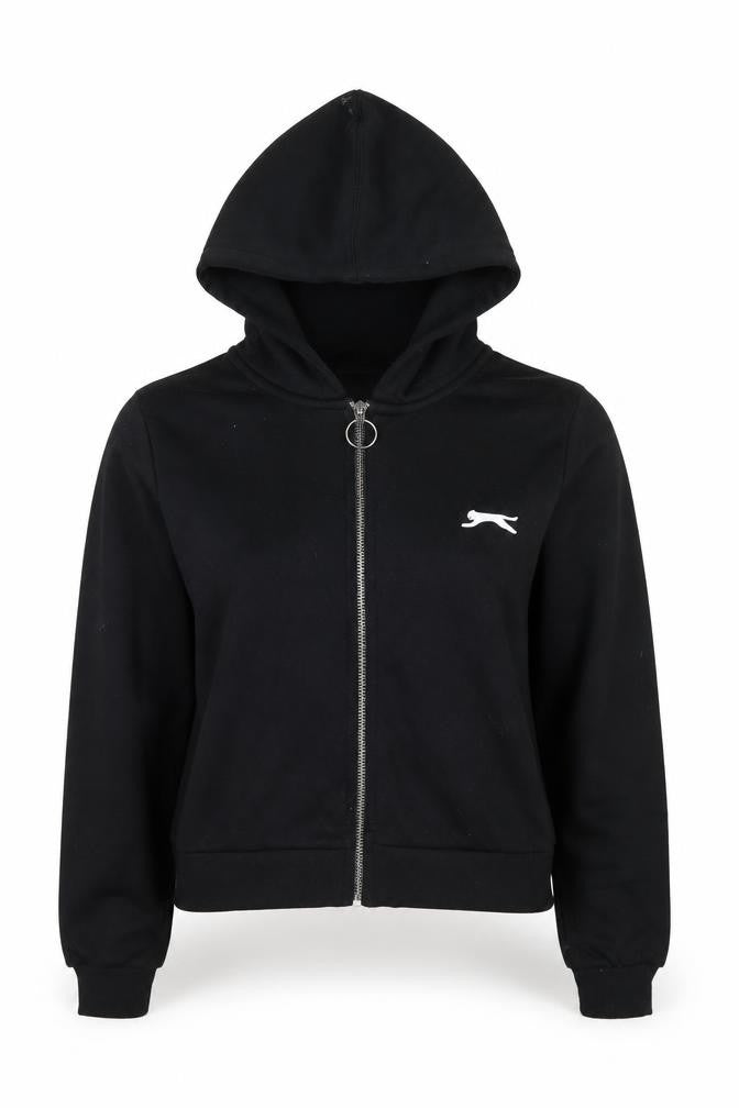 Slazenger Womens Black Cropped Zip Hooded Jacket Size 8