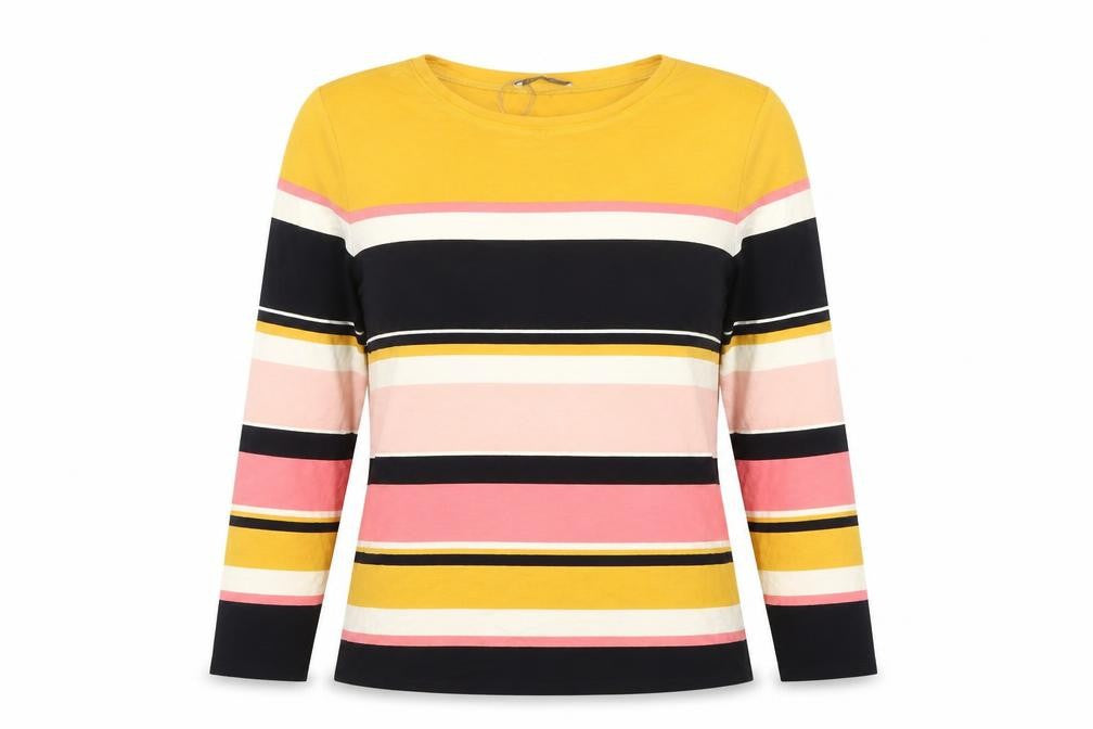 Oasis Womens Multicoloured Striped Long Sleeve Jersey T-Shirt L