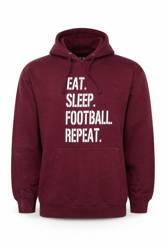 Club Classic Men's Red Pullover Hoodie L Eat Sleep Football Print