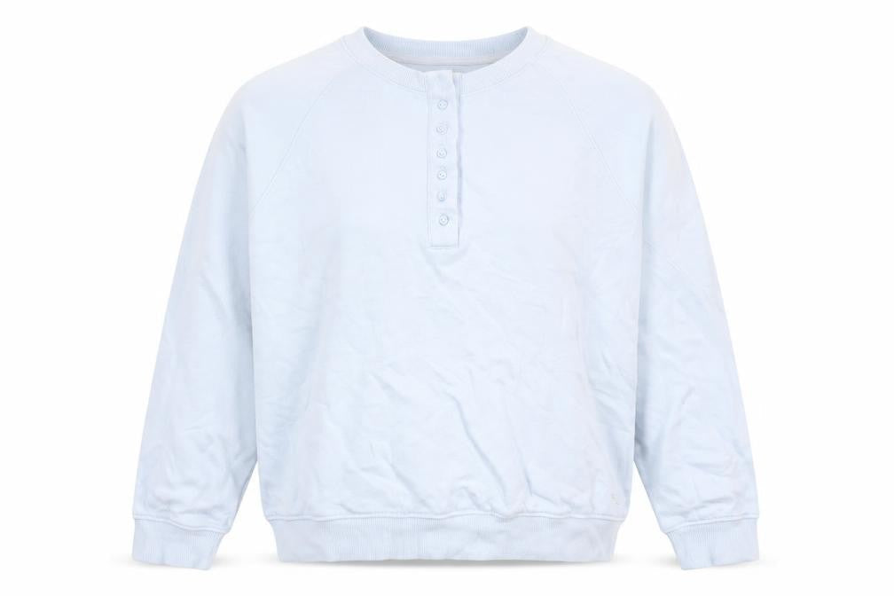 Crew Clothing Womens Blue Size 10 Henley Sweatshirt Cotton Blend
