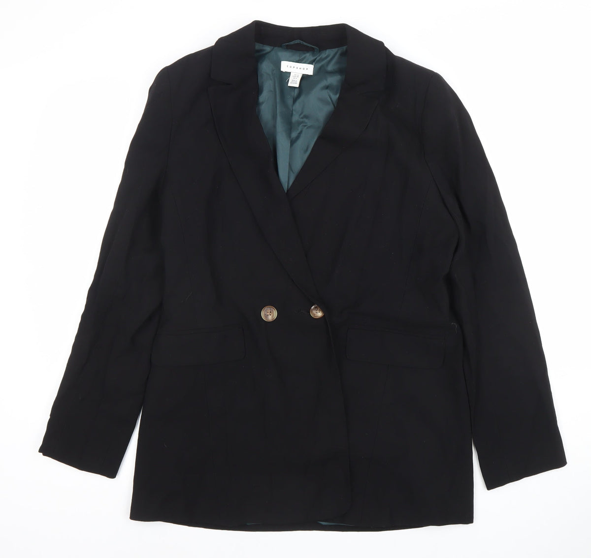 Topshop Womens Black Double-Breasted Blazer Jacket UK 10