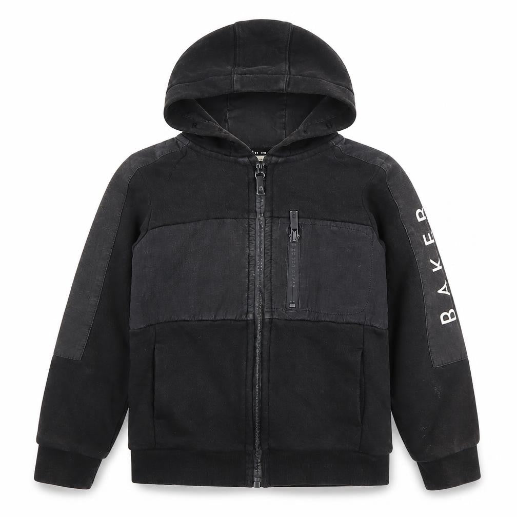 Ted Baker Boys Black Full Zip Hoodie 5 Years Cotton Blend Logo Detail
