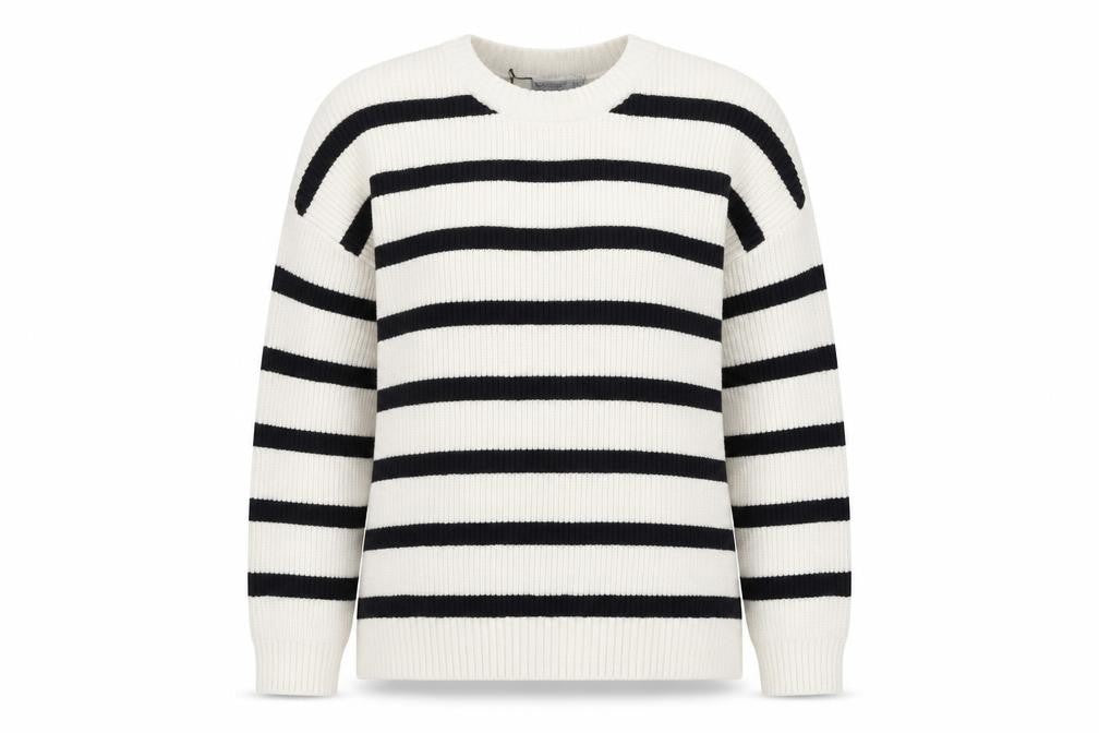 Stradivarius Womens Ivory Black Stripe Knit Jumper Size S