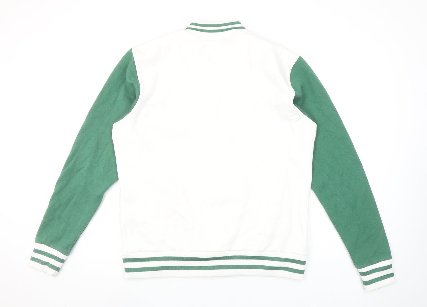 Primark Men’s White Green Varsity Sweatshirt Medium College Style