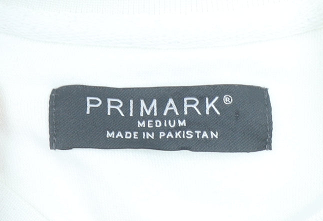 Primark Men’s White Green Varsity Sweatshirt Medium College Style