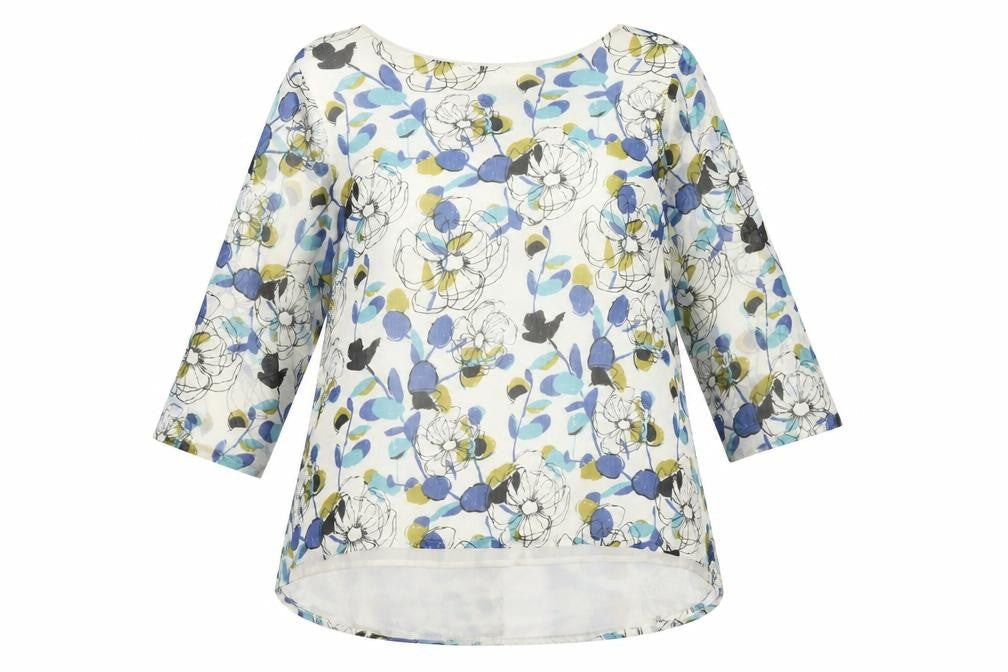 VIZ-A-VIZ Women's Multicoloured Floral Tunic Blouse Size 14 3/4 Sleeve