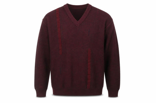 Franco Bencini Mens Red XL V-Neck Wool Blend Jumper
