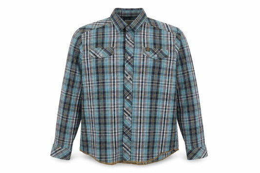 Cottonfield Men's Blue Plaid Button-Up Long Sleeve 2XL Shirt