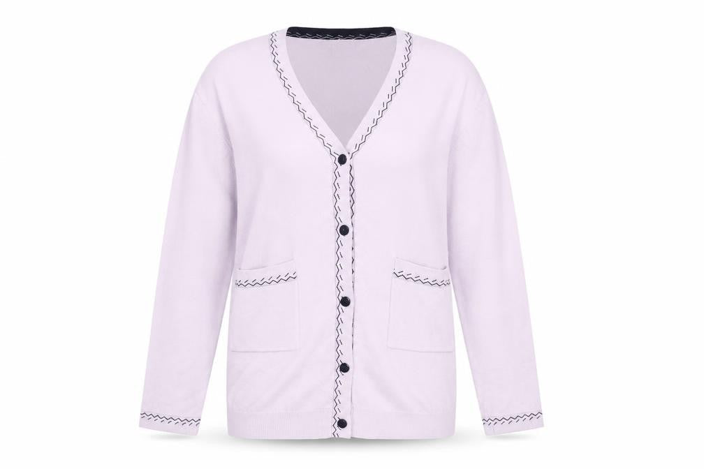 Paramour Women's Lilac Cardigan L V-Neck Button Knit Pockets
