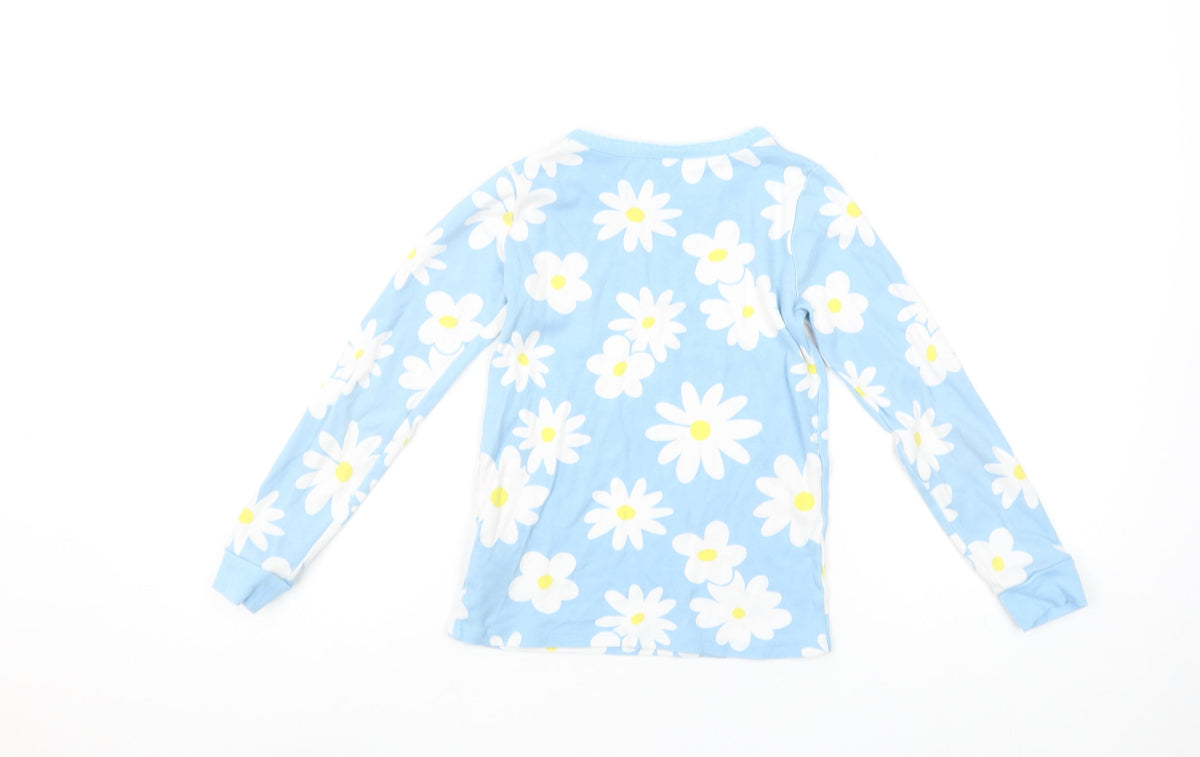 Dunnes Stores Girls Blue Daisy Floral Long Sleeve Cotton Pyjama Top 8-9 Years