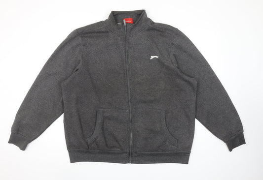 Slazenger Men’s Grey Full Zip Sweatshirt XL Fleece Mock Neck