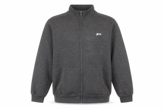 Slazenger Men’s Grey Full Zip Sweatshirt XL Fleece Mock Neck