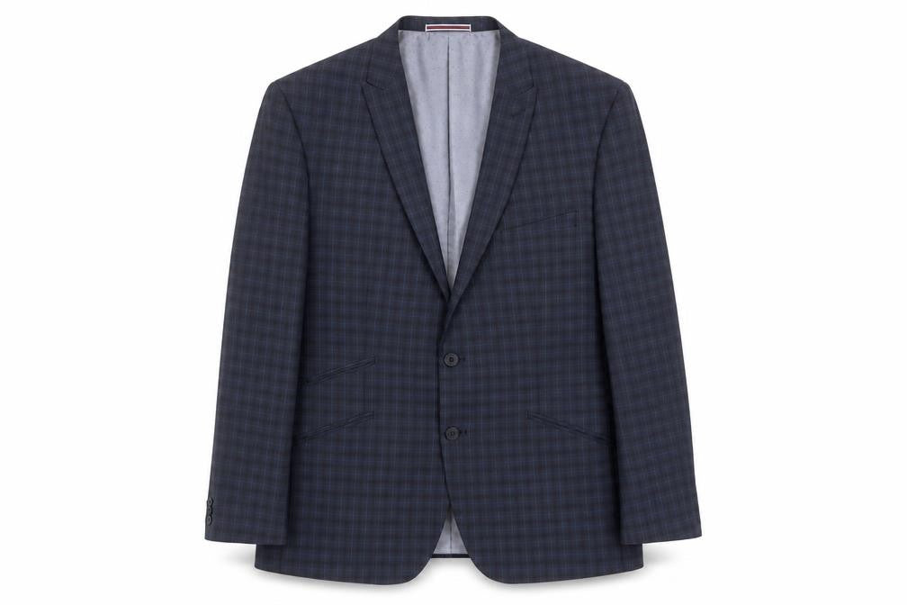 Matalan Men’s Blue Check 44 Short Regular Fit Single-Breasted Blazer