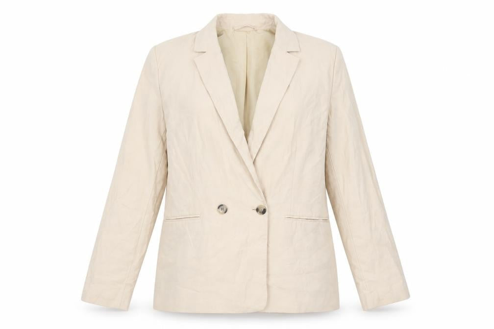 H&M Women Beige Double-Breasted Blazer UK 12 Regular Fit