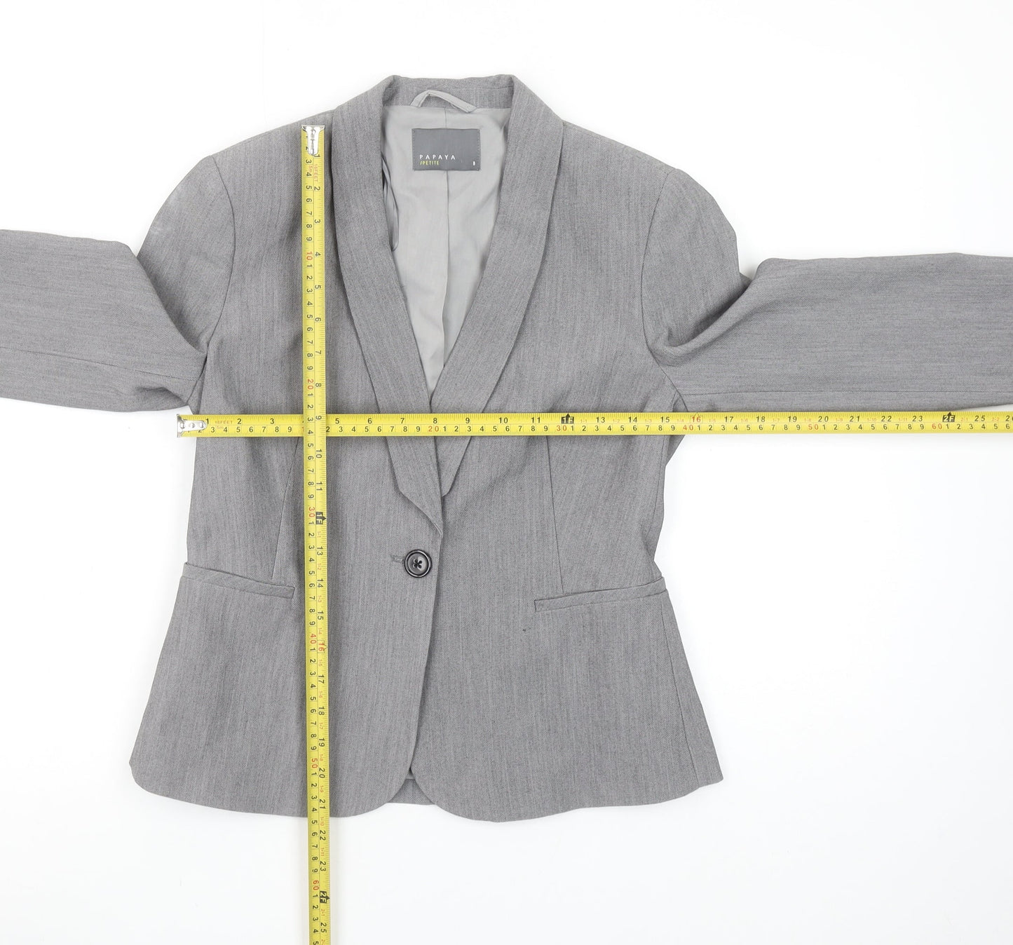 Papaya Petite Grey Tailored Blazer Women’s Size 8 Single-Breasted Jacket