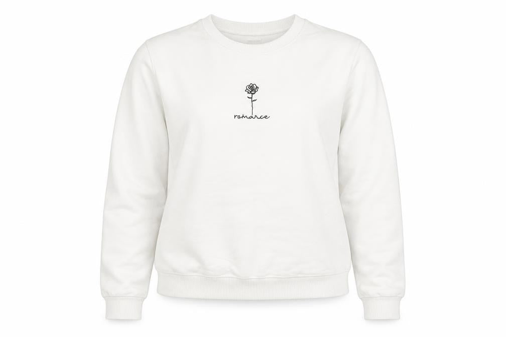 ASOS Women’s White Pullover Sweatshirt UK 8 Crew Neck Cotton ‘Romance’ Print