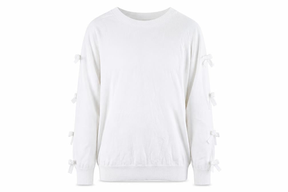 Savida Women’s White Bow Sleeve Knit Blouse Size M