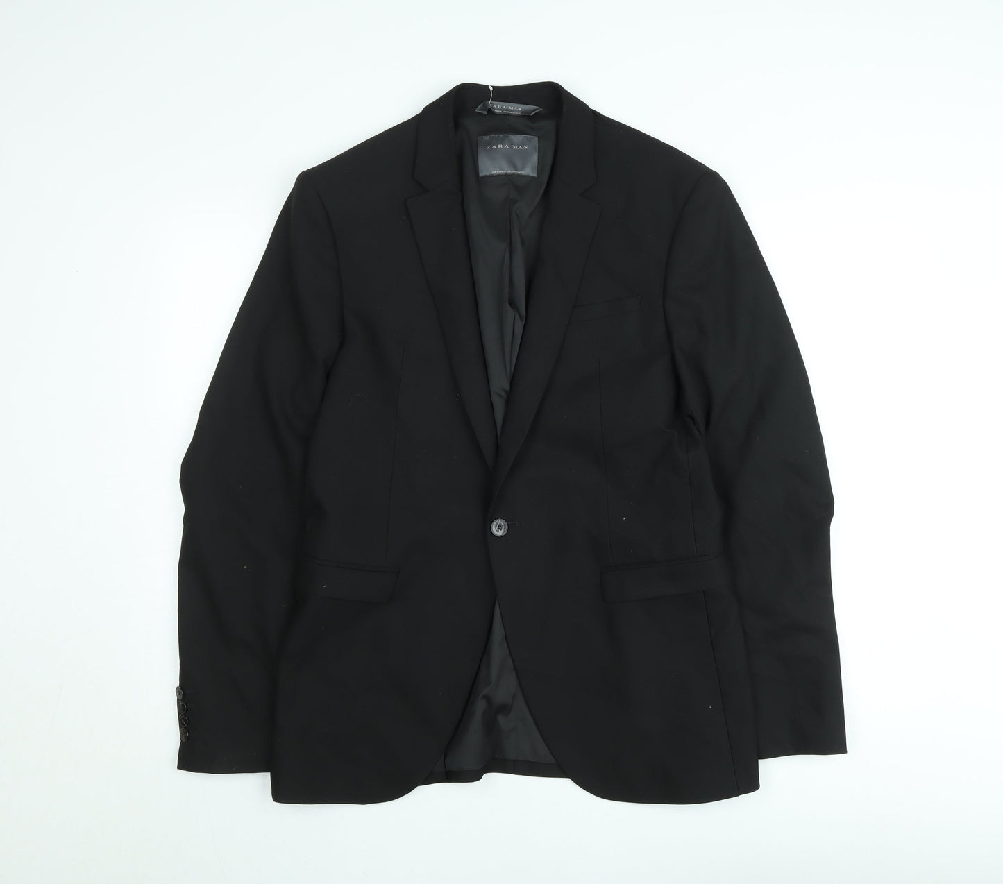 Zara Man Black Slim Fit Two-Button Blazer Jacket Size M Men's Formal