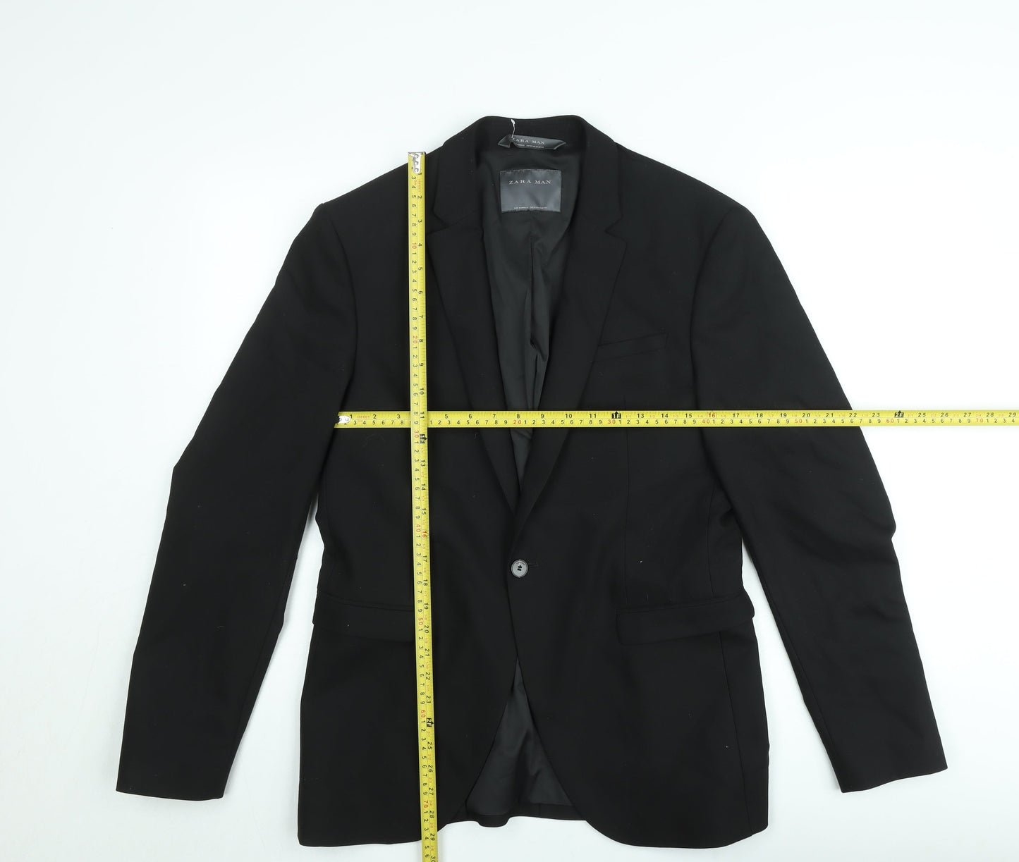 Zara Man Black Slim Fit Two-Button Blazer Jacket Size M Men's Formal