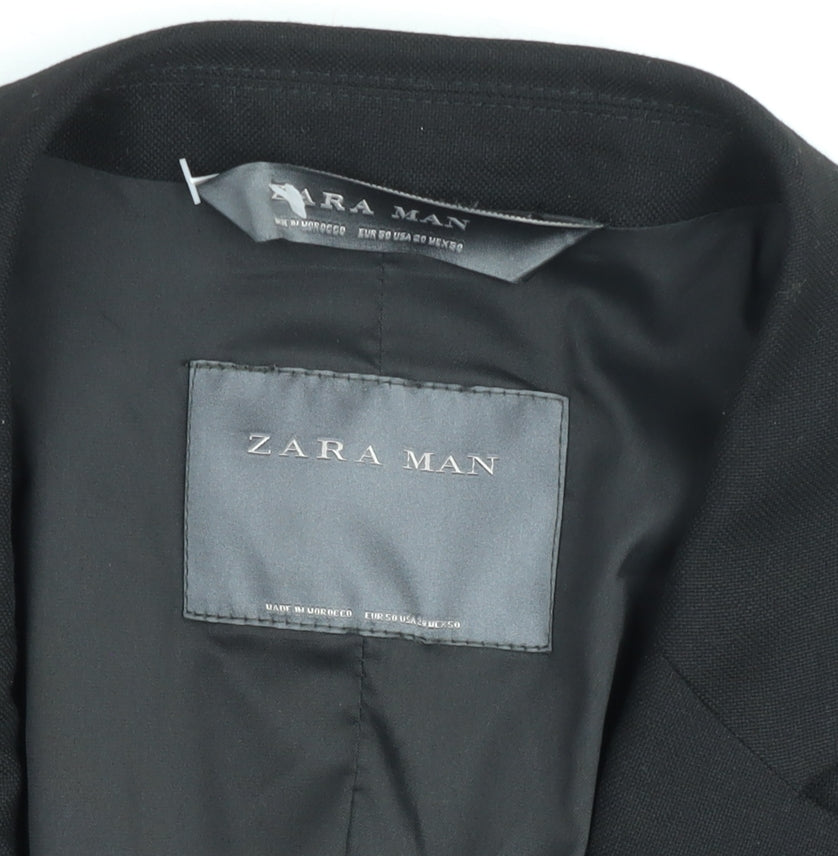 Zara Man Black Slim Fit Two-Button Blazer Jacket Size M Men's Formal