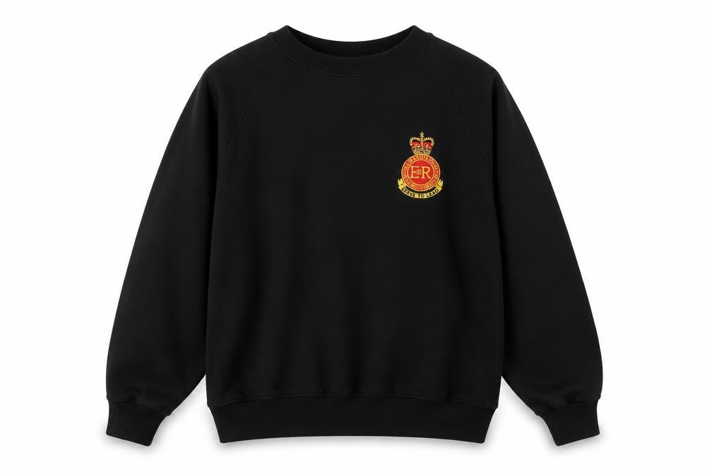 Fruit of the Loom Mens Black Embroidered Sweatshirt L Cotton Blend