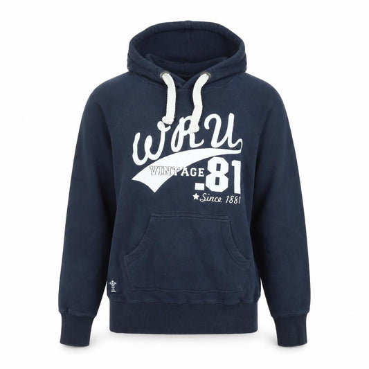 WRU Men's Blue Small Pullover Hoodie Vintage 81 Rugby Sweatshirt