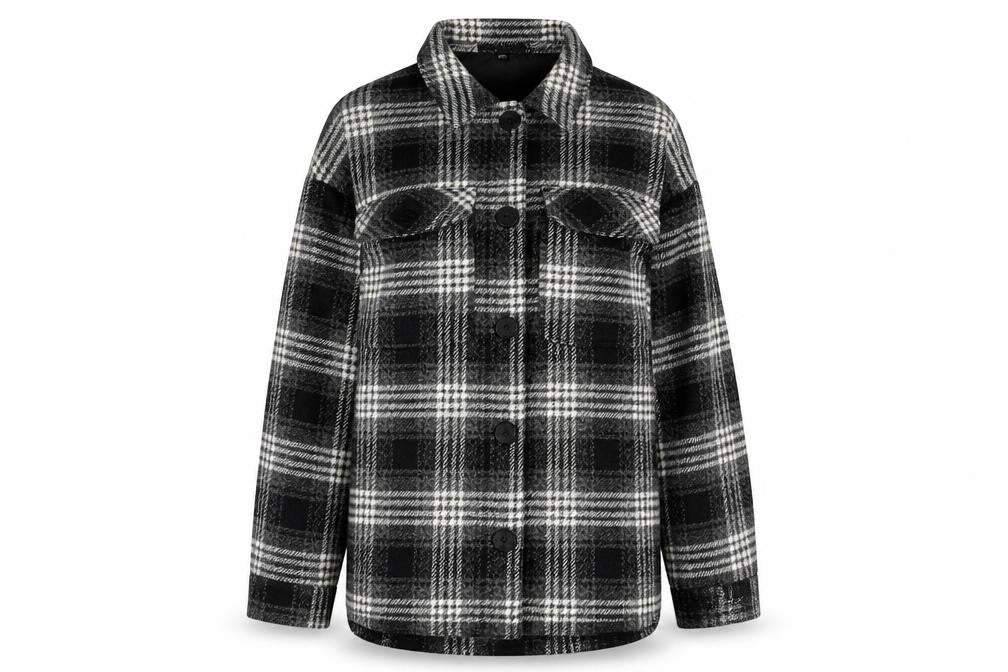 Motel Rocks Women’s Black Check Shacket Jacket Size M Checked Button Up Coat