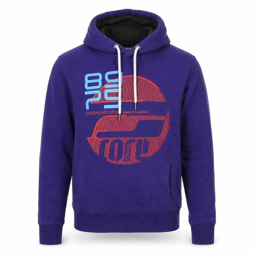 Jack & Jones Mens Purple Pullover Hoodie M Graphic Print Fleece