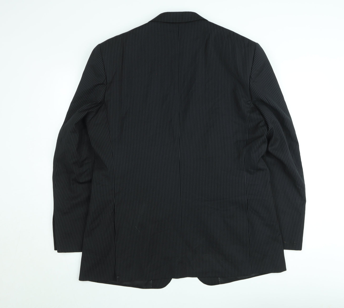 Burton Men’s Black Pinstripe 44R Regular Fit Suit Jacket