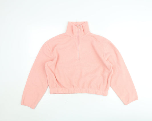 Weekday Women's Pink Fleece Half Zip Pullover Sweatshirt XS