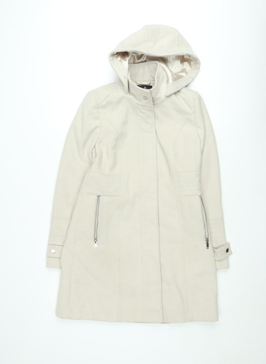 Wallis Women’s Beige Hooded Mid-Length Rain Coat Size 8