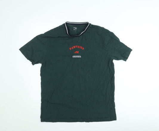 Dunnes Stores Men's Green Panthers Regular Fit Cotton T-Shirt Size L