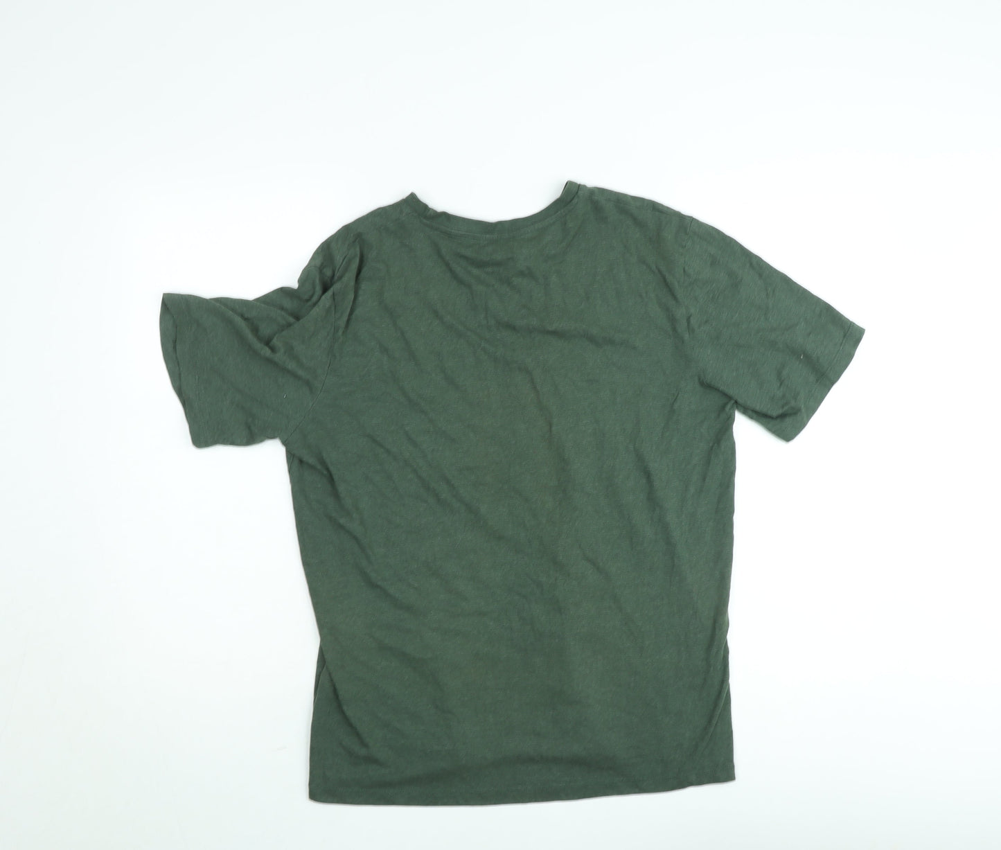 Jack & Jones Men's Green Crew Neck Graphic T-Shirt Size L